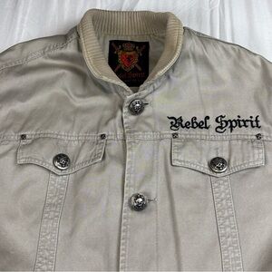 Rebel Spirit Men's Light Tan Grunge Gothic Jacket XL